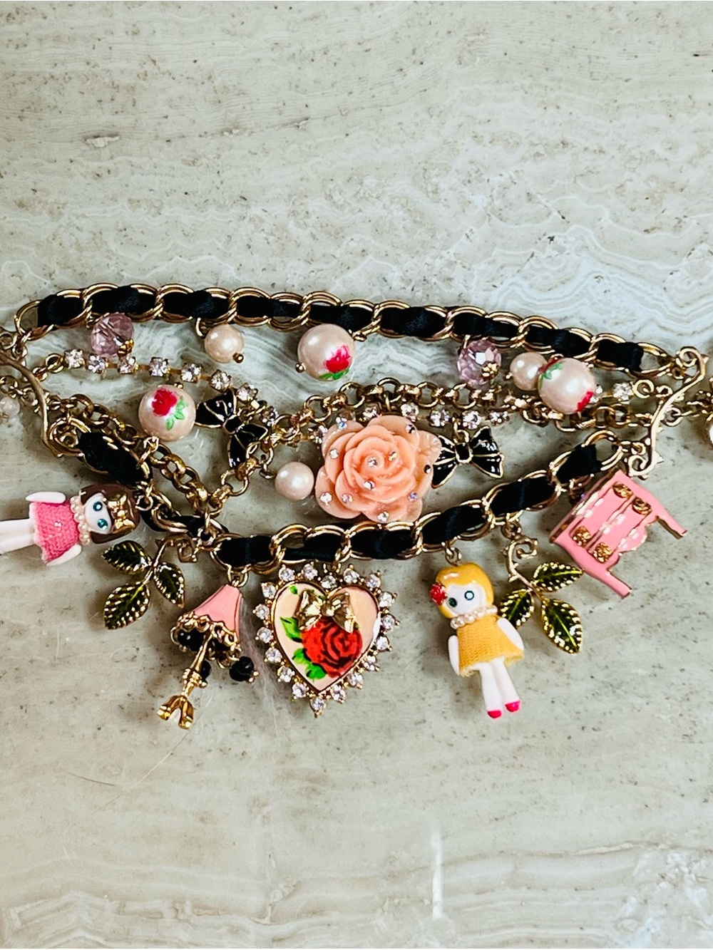 Vintage Betsey Johnson BETSEYVILLE Premier Dollhouse Multi-Strand Bracelet - Picture 2 of 16